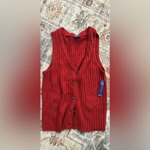 Pendleton Red Button-Up Sweater Vest